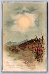 1911 Easter Greetings Joy Star David Red Flowers Embossed Vintage Postcard B9 - Picture 1 of 2