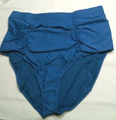 Jaclyn Smith Mix/Match, Shirred High Waist Bikini, Royal Blue, PLUS Sizes, NWT  - Image 1 of 2