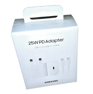 Official Branded Samsung 25W Adaptive Fast PD Charger (with USB-C cable) - White - Picture 1 of 8