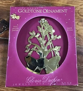 Gloria Duchin 24 Karat goldfarbene Ornamentschleife mit Baum - Bild 1 von 2