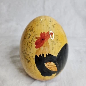 Ceramic Hand Painted Rooster Yellow Egg Speckled Farm House Home Kitchen Decor - Picture 1 of 5