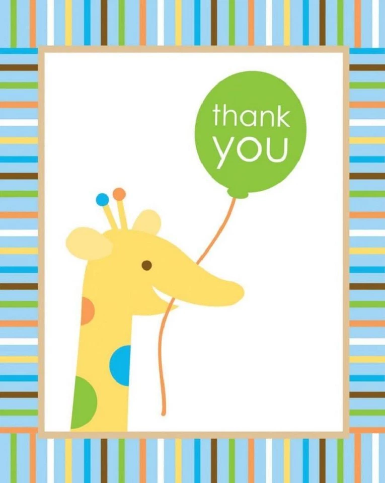 Sweet at One Boy Blue Zoo Animal 1st Birthday Party Thank You Notes Cards - Image 1 of 1