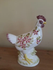 Preciosa Estatuilla Rosa Floral Norleans Japón Gallo Pollo Granja País  - Imagen 1 de 9