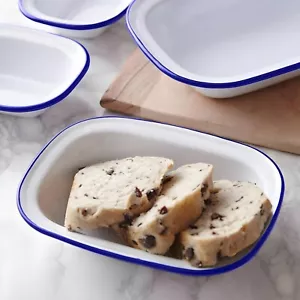 White Falcon Enamel Pie Dish Steak Pudding Ashet Bake Oblong Baking Oven Tin - Picture 1 of 9