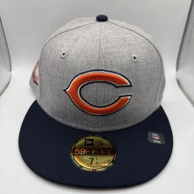 New Era 59FIFTY Chicago Bears Gray/Navy Patch Fitted Hat Size 7 1/4 - Изображение 1 из 4
