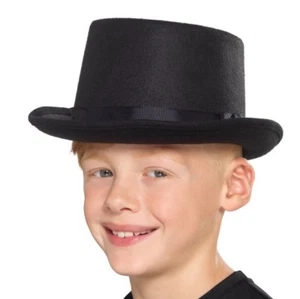 Childs Unisex Top Hat Kids Childrens Fancy Dress Topper Hat Black New by Smiffys - Picture 1 of 2