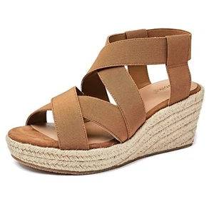 Luoika Women's Wide Wedge Sandals, Ankle Strap Flat Wedge Platform Heel Sandas - Picture 1 of 9