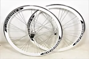 700c Gipiemme Raktor 42mm Deep Wall Rim Bike Wheels Shimano Cassette Hub White - Picture 1 of 5