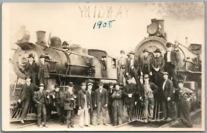 Tren motor tripulación ferrocarril DE COLECCIÓN FOTO REAL POSTAL RPPC - Imagen 1 de 2