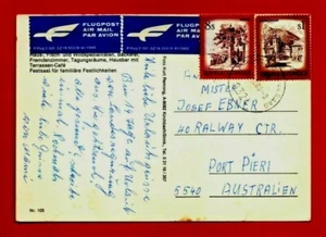 1980 inusual postal AUSTRIA a PUERTO PIRIE SA Au cancelar sellos pegatinas correo aéreo - Imagen 1 de 2