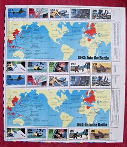 US #2697 1942: Into the Battle WWII Souvenir Full Sheet 20 29¢ Stamps 1992 MNH - Picture 1 of 1