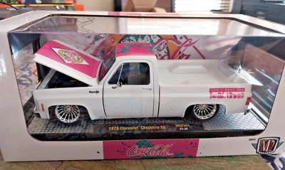 M2  1:24 COKE 1973 CHEVROLET CHEYENNE 10 WHITE/PINK SQUARE BODY  **OFFER* - Image 1 of 4