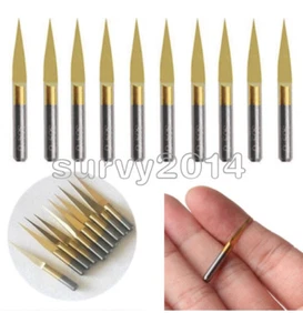 10pcs 3.175mm Carbide PCB Engraving Bits CNC Router Tool 10 Degrees 0.1mm V-Shap - Picture 1 of 5