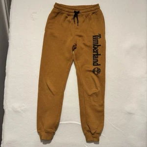 Youth M 10/12 Timberland Wheat Joggers Black Lettering Logo Tan Sweatpants - Picture 1 of 7