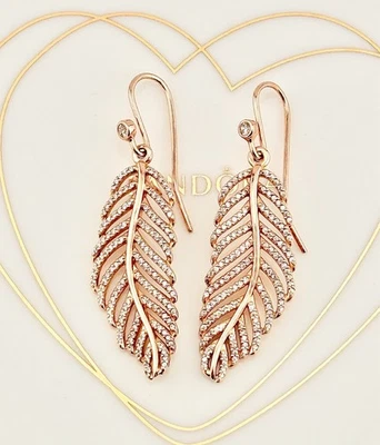 LIMITED EDITION New Pandora Rose Gold Light as a Feather Compose Hook Earrings - Image 1 of 4