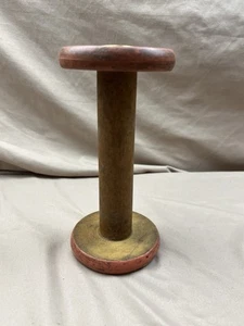 Clayton Bradford Wooden Spool Bobbin Industrial Thread Holder Wood Vintage 7" - Picture 1 of 6