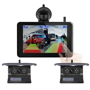 Digital Wireless 5" DVR Monitor 2x Solar Rückfahrkameras BSD Magnetic Battery Rv - Bild 1 von 24
