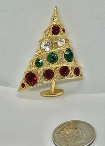Conjunto de broche de árbol de Navidad vintage MCM asimétrico forma atómica estrás bisel - Imagen 1 de 5