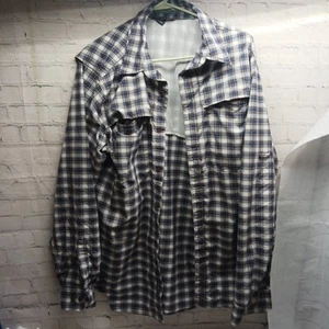 Exoffcio Vented Shirt Mens XL Blue Brown Ivory Check Insect Shield Long-Sleeve - Picture 1 of 9