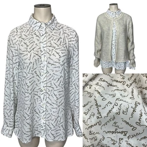 BANANA REPUBLIC FACTORY Gr. X Small französische Schrift Bluse Langarm Knopfleiste - Bild 1 von 8