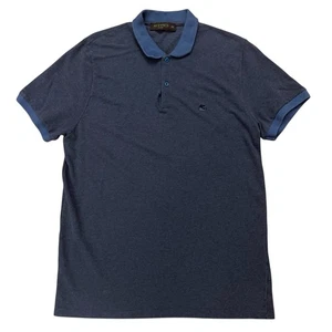 ETRO Milano Polo Shirt Mens Size 2XL Short Sleeve Pique Made in Italy Blue - Picture 1 of 6