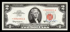 $2 1963-A Legal Tender STAR AUTOGRAPH on RED SEAL DEUCE - Henry H. Fowler Ch CU - Picture 1 of 1