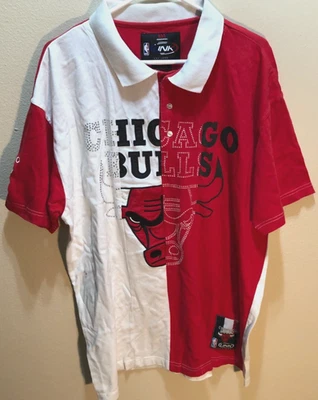 Chicago Bulls Basketball Logo NBA Vintage 90s UNK Red White Polo Shirt 2XL - Image 1 of 3
