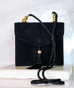 Black Suede Evening Shoulder Bag Clutch Crossbody Purse by Mary Kay Cosmetics - Picture 1 of 13