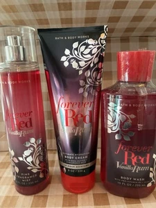 BATH AND BODY WORKS Forever Red Vanilla Rum Mist, Cream And Body Wash - Picture 1 of 7