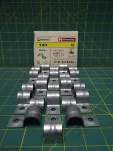 (Qty: 23) Minerallac #140 One Hole Jiffy Clips Steel Fits 1/2" Conduit 2" Cable - Picture 1 of 2