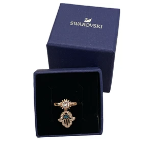 Swarovski Symbolic Hamsa hand charm Rose Gold Ring Size 58 EUR /8 USA - Picture 1 of 4
