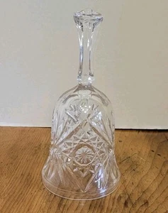 Vintage Clear Glass Bell With Incised Star Design 7" T X 3 1/8" W - Picture 1 of 5