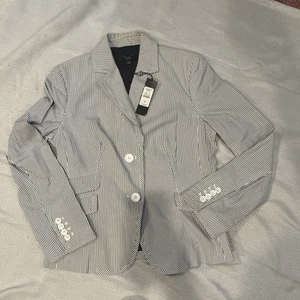 Talbots Cotton Blazer Jacket Long Sleeve Striped Nautical Preppy 6 Petite NWT - Picture 1 of 7