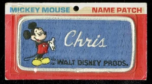 Vintage WALT DISNEY PROD. MICKEY MOUSE NAME PATCH 'CHRIS' NOS Sealed - Picture 1 of 2