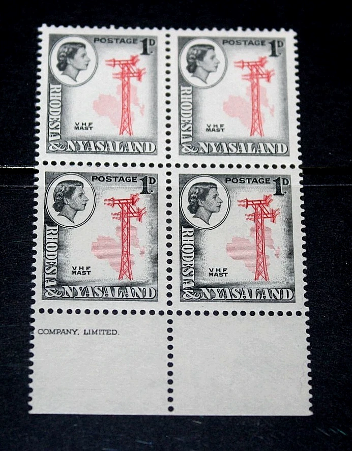RHODESIA & NYASALAND 1959 1d EMISIÓN REINA EN BLOQUE DE 4 MUY FINO M/N/H Foto 1 de 1