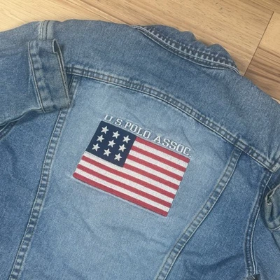 Ralph Lauren U.S. Polo Assn Jeans Co American Flag Jean Jacket Youth Medium - Image 1 of 4
