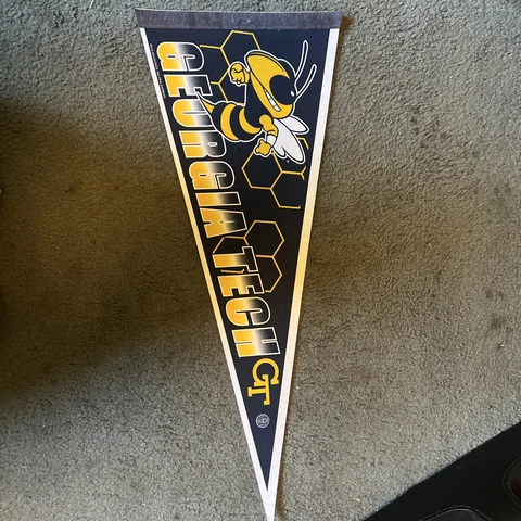 Georgia Tech Yellow Jackets NCAA, Full Size Felt Gold & Black Collegiate Pennant Cover