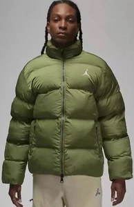 $185 Nike Air Jordan Essential Puffer Jacket Coat Olive FB7331-340 Size M - Picture 1 of 5