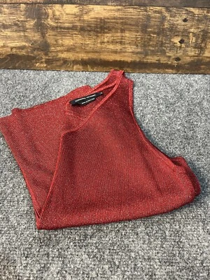 Adrienne Vittadini 女式背心衬衫红色金属色中号假日闪耀 — 第 1/4 张图片