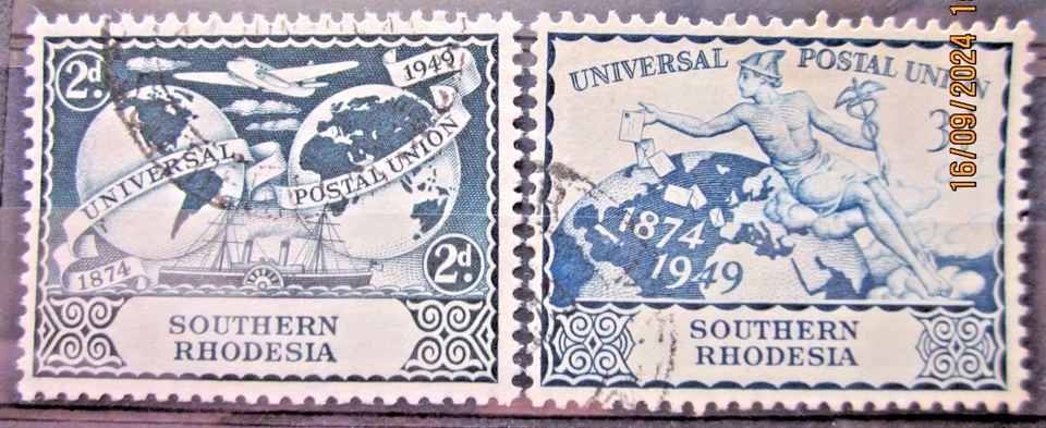 SOUTHERN RODESIA ~ S.G. 68-69 ~ 1949 UNIVERSAL POSTAL UNION OMNIBUS ~ VFU#04937 Foto 1 de 1