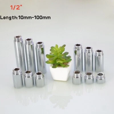 BSP Ni-Plated Brass Pipe Tap Extension Joint Female × Male Thread Connector 1/2" - Image 1 of 4