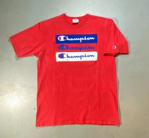 Champion Faded Spell Out Short Sleeve Red T-Shirt Adult Size XL Vtg 1990s - Picture 1 of 5