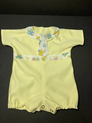 Винтажный милый Baby мальчика Детский комбинезон желтый воротник кролики утки цельный кнопки - Изображение 1 из 4