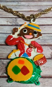 Colorful Enamel Pendant of a Black Man Playing the Drums - Picture 1 of 6