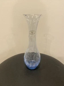Kavalier Handarbeit Kunst Glas Vase Crackle blau mundgeblasen Vintage China 8 cm - Bild 1 von 9