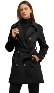 Wantdo Women's Double Breasted Pea Coat Winter Mid-Long Trench Coat/Belt. Sz Sm. - Picture 1 of 13