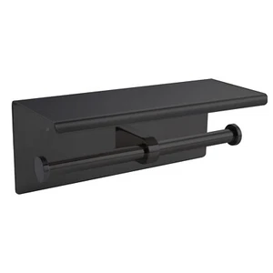 Toilet Paper Holder Double Roll Stainless Steel Hook Bathroom Rack Wall Black - Picture 1 of 7