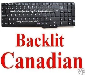 Keyboard for SONY SVS151A11L SVS151C1GL - CA  Canadian Black Backlit - Picture 1 of 2