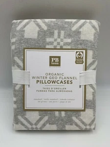 Pottery Barn Teen Winter Geo Organic Pillowcases Light Gray Standard  #C45 - Picture 1 of 4