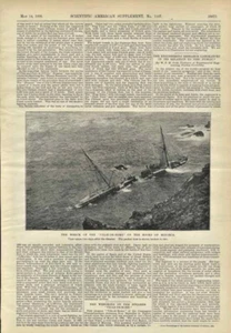 1898 Steamer Ville De Rome Compagnie Transatlantic Wreck Cape Negro Engraving - Picture 1 of 1
